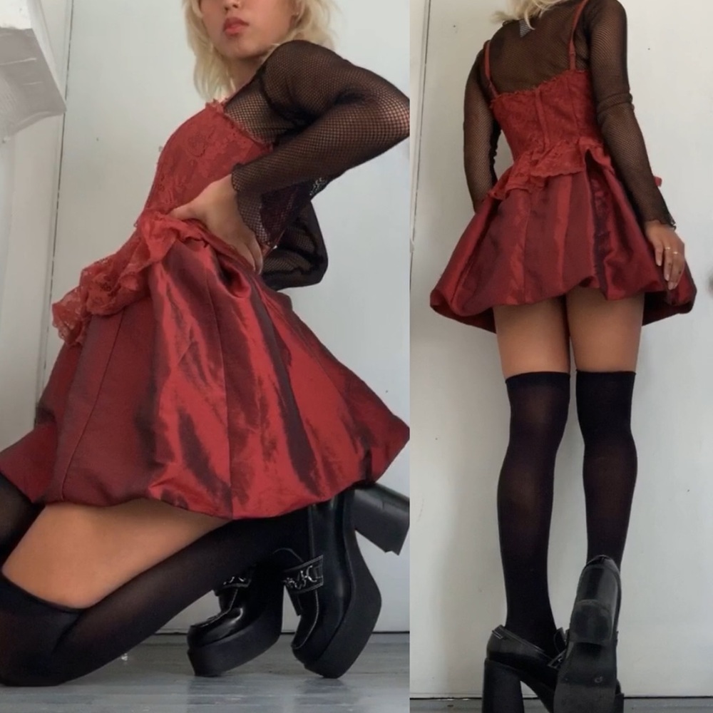 red lace bubble dress